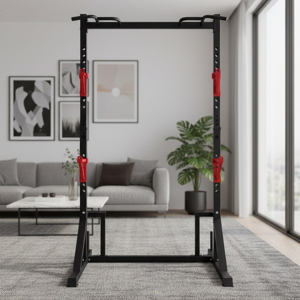 Home Bar And Gym - Rack de Força Ajustável com Barra