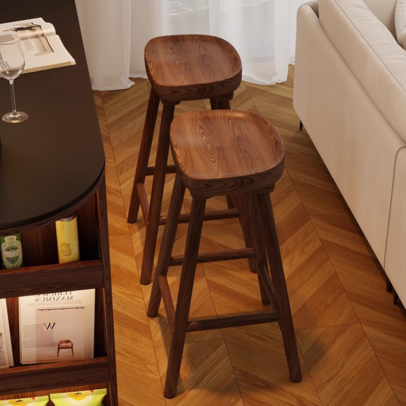 Home Bar Seating - Banco de bar curvo de madeira