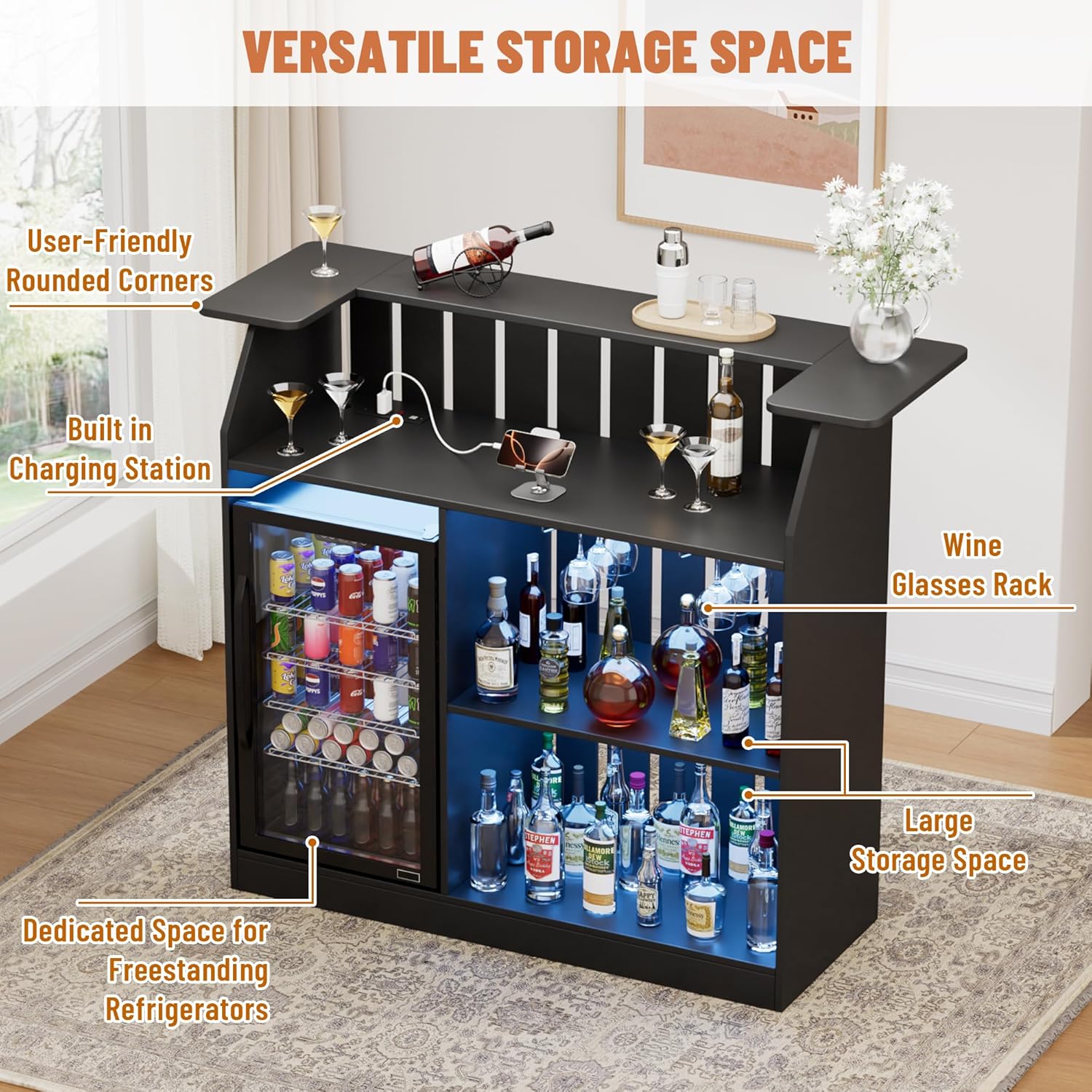 Mesa Bar em Forma de U com Esp - Home Bar And Fridge avaliação e preço